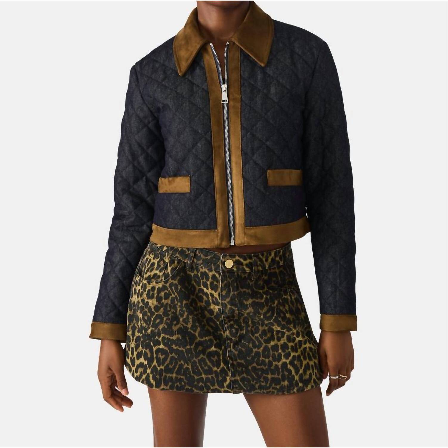 New Steve Madden Agatha Denim Jacket In Dark Indigo